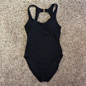 Black One-Piece Ribbed Swimsuit